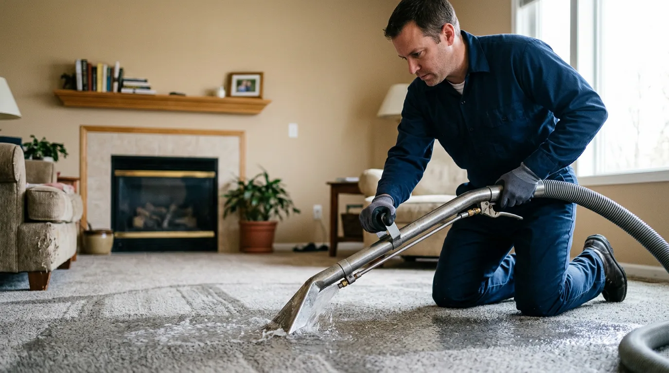 Water damage restoration technician working near Vega, TX